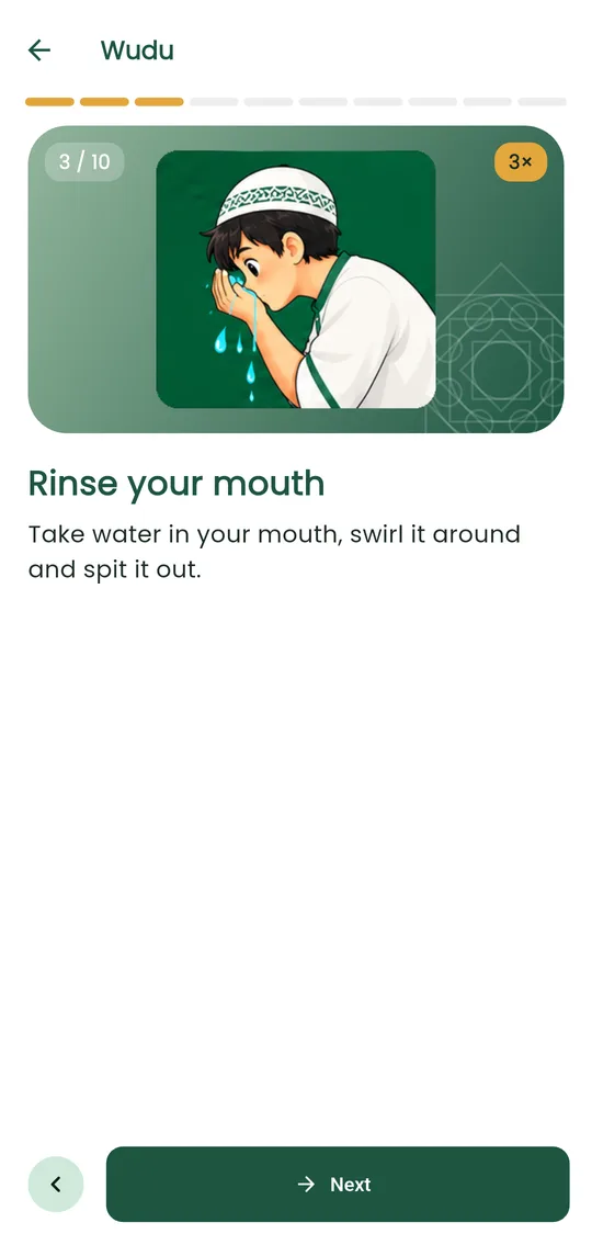 Wudu step: rinse your mouth